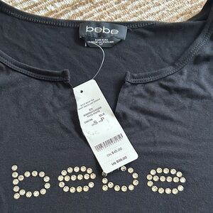 Bebe Black Rhinestone Short Sleeve Tee